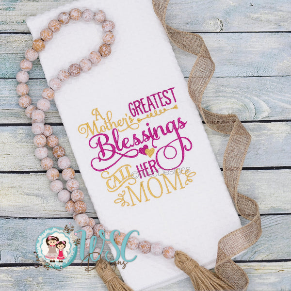 Embroidered Mother’s Day Kitchen Towel - Mom Beautiful Sayings