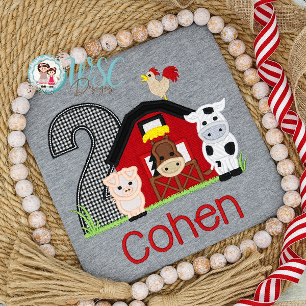Farm Birthday Party Embroidered Shirt - Barnyard Farm Animals Birthday Ages 1-9
