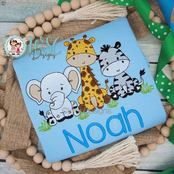 Going to the Zoo Animals Embroidered Shirt for boys