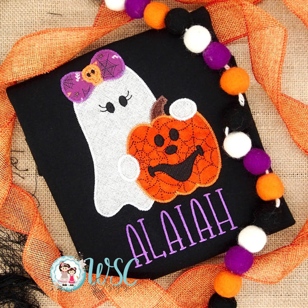Halloween Girl Ghost and Pumpkin Shirt