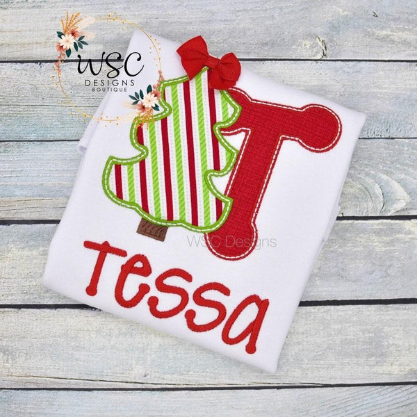 Baby Girl Christmas Initial Shirt - WSC-Designs Boutique