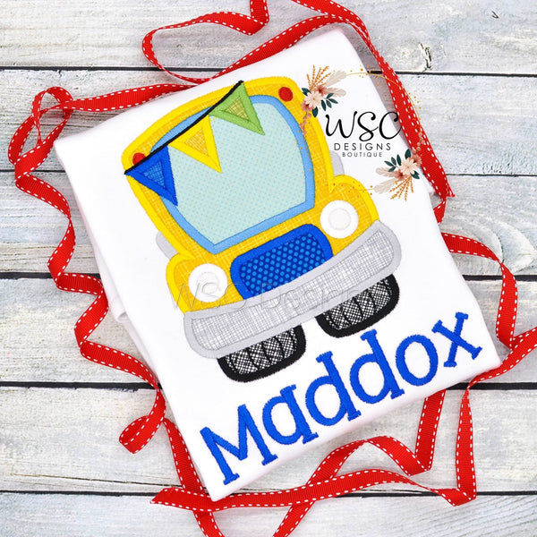 Back to School Bus Embroidered Tee - WSC-Designs Boutique