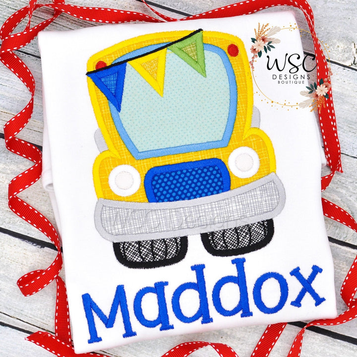 Back to School Bus Embroidered Tee - WSC-Designs Boutique