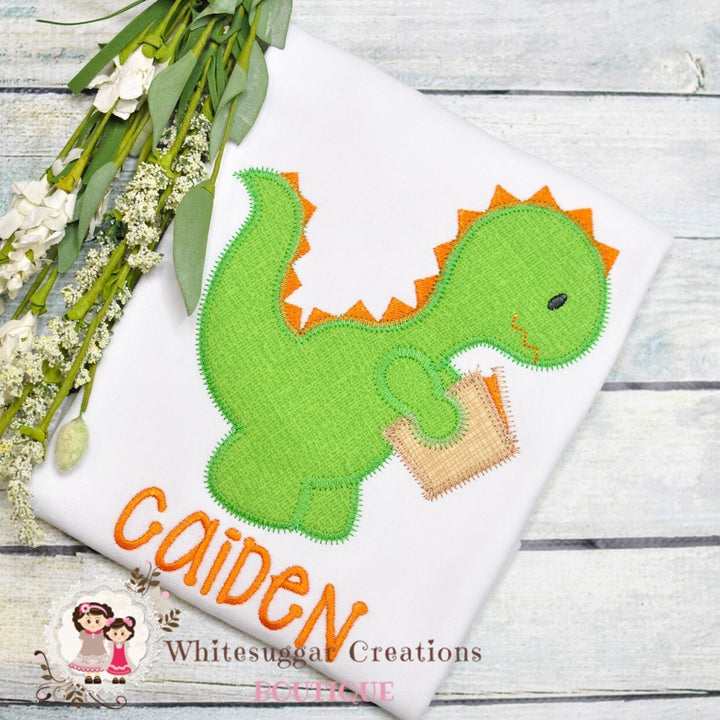 Back to School Dino Embroidered T Shirt for Boys - WSC-Designs Boutique