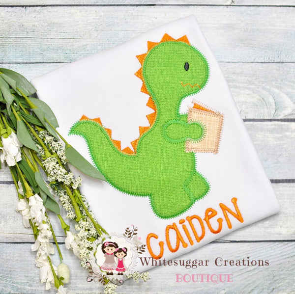 Back to School Dino Embroidered T Shirt for Boys - WSC-Designs Boutique