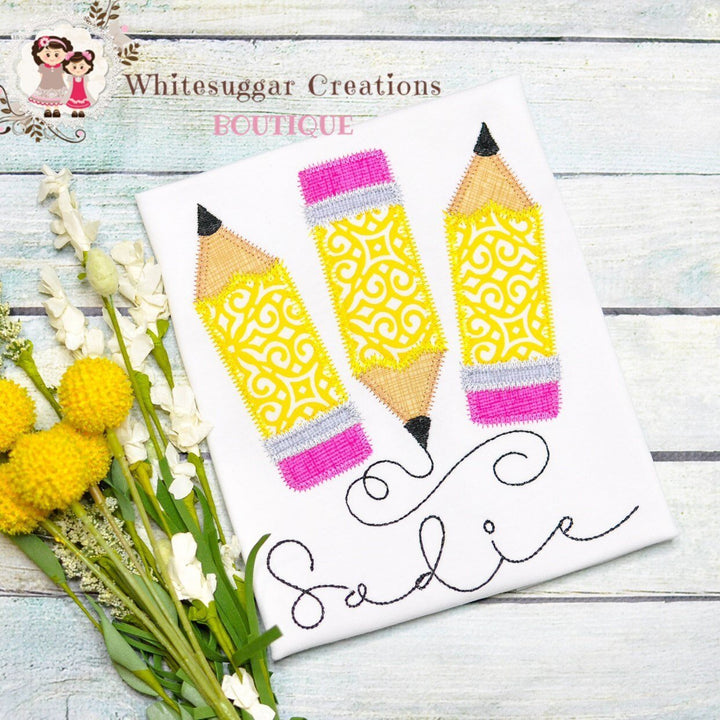 Back To School Pencil Trio Shirt for Girls - WSC-Designs Boutique