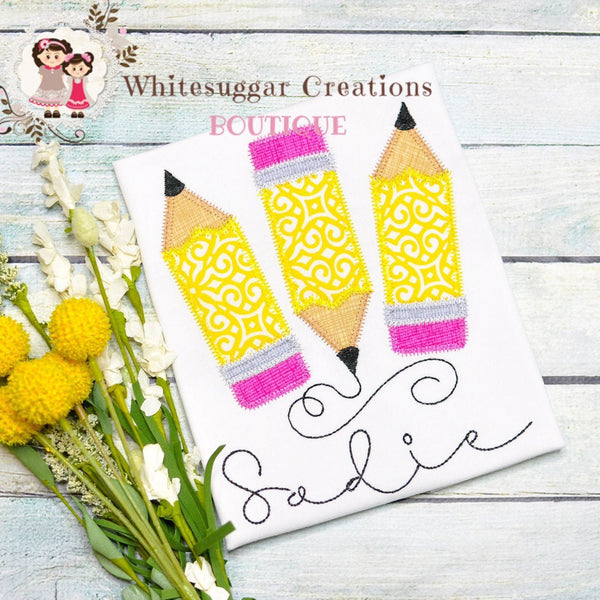 Back To School Pencil Trio Shirt for Girls - WSC-Designs Boutique