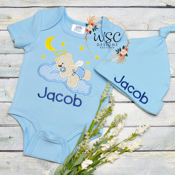 Blue Bodysuit Bear on a Cloud Embroidered Bodysuit - WSC-Designs Boutique