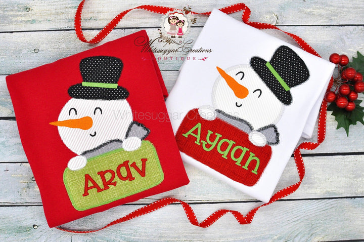 Boy Christmas Snowman Shirt - WSC-Designs Boutique