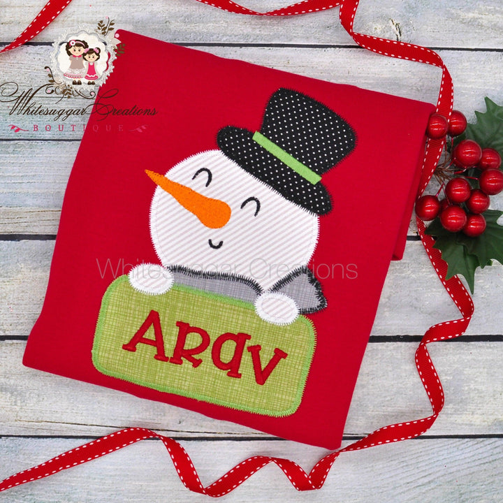 Boy Christmas Snowman Shirt - WSC-Designs Boutique