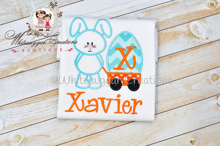 Boy Easter Bunny Wagon Embroidered T-Shirt - WSC-Designs Boutique