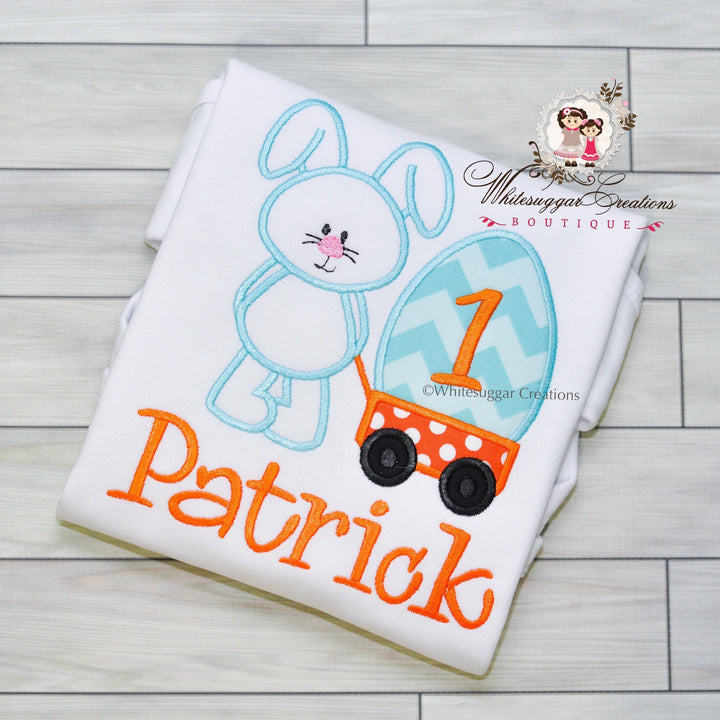 Boy Easter Bunny Wagon Embroidered T-Shirt - WSC-Designs Boutique