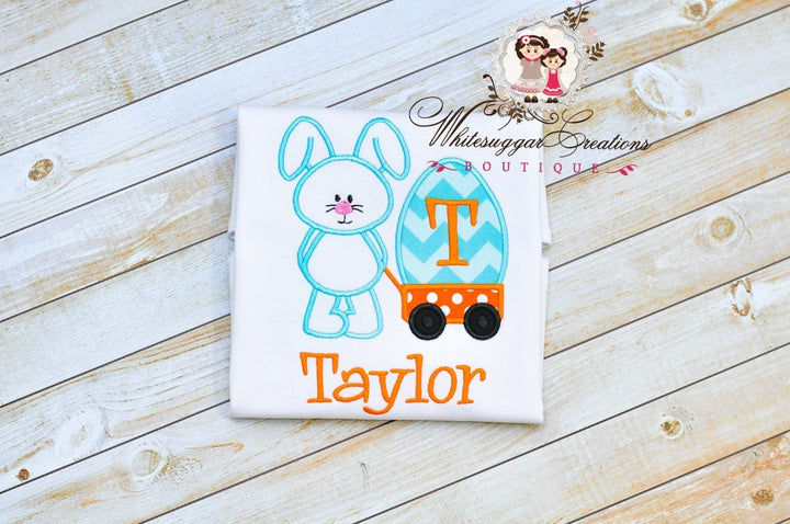 Boy Easter Bunny Wagon Embroidered T-Shirt - WSC-Designs Boutique