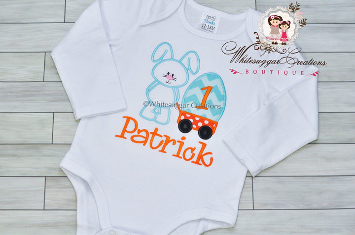 Boy Easter Bunny Wagon Embroidered T-Shirt - WSC-Designs Boutique