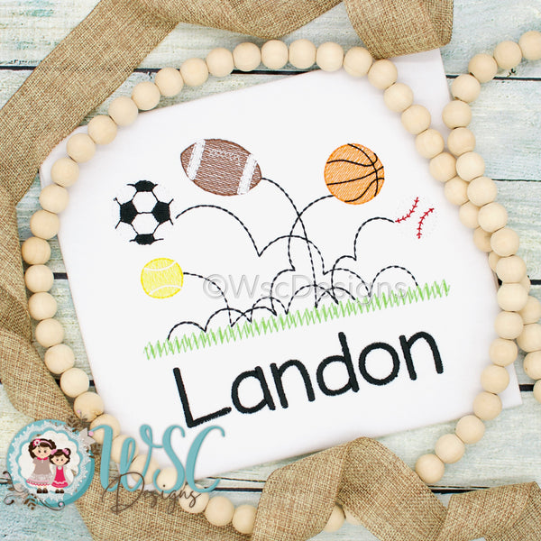 Boy Personalized Bouncing Sports Balls Shirt - WSC-Designs Boutique