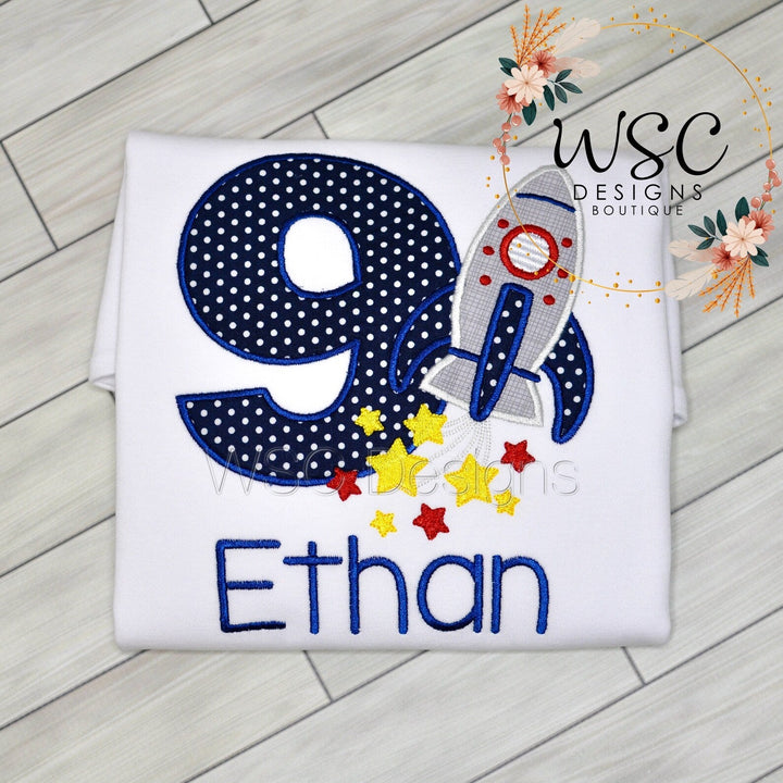 Boy Rocket Birthday Shirt with Space Rocket Ship - WSC-Designs Boutique