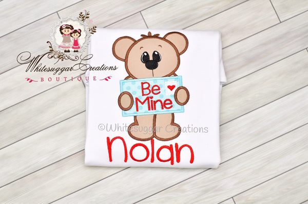 Boy Valentines Be Mine Bear T-Shirt - WSC-Designs Boutique