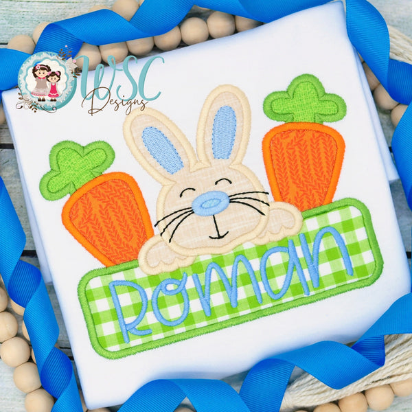 Boys Easter Bunny Shirt holding name - WSC-Designs Boutique