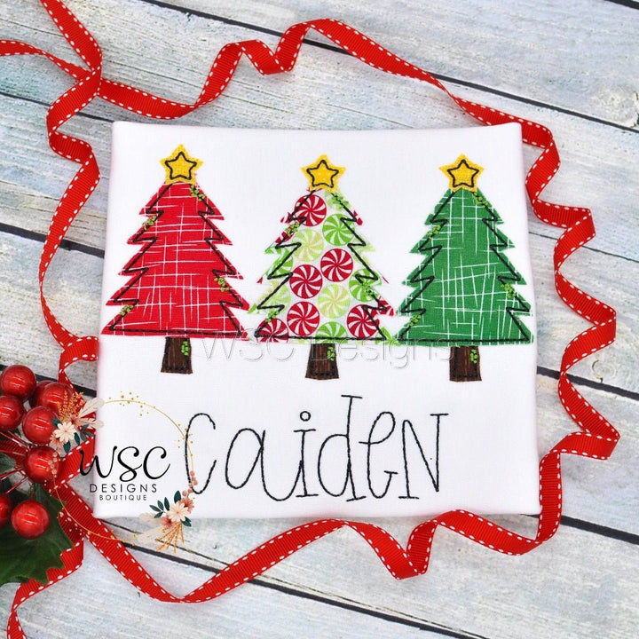 Christmas Embroidered Tree Trio Shirt for Boys - WSC-Designs Boutique