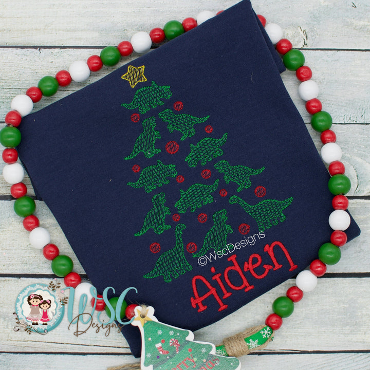 Dino Christmas Tree Shirt for boys - WSC-Designs Boutique