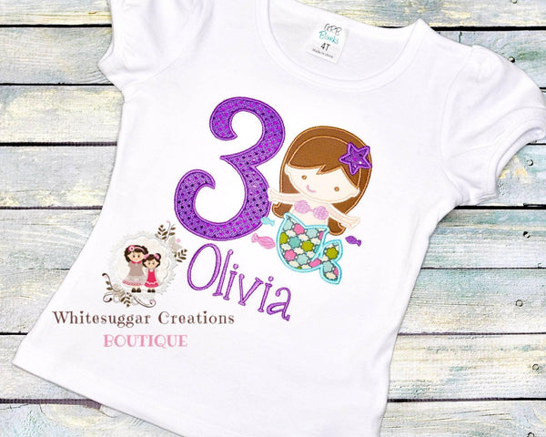 Girl Birthday Mermaid Shirt - Purple and Pink - WSC-Designs Boutique