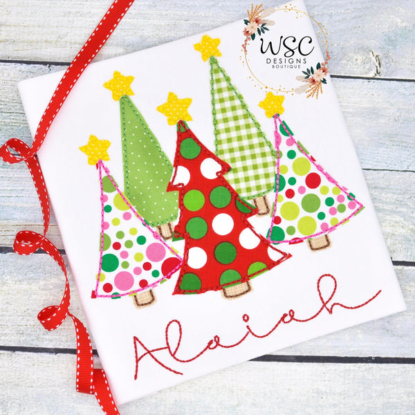 Girl Christmas Trees Shirt - WSC-Designs Boutique