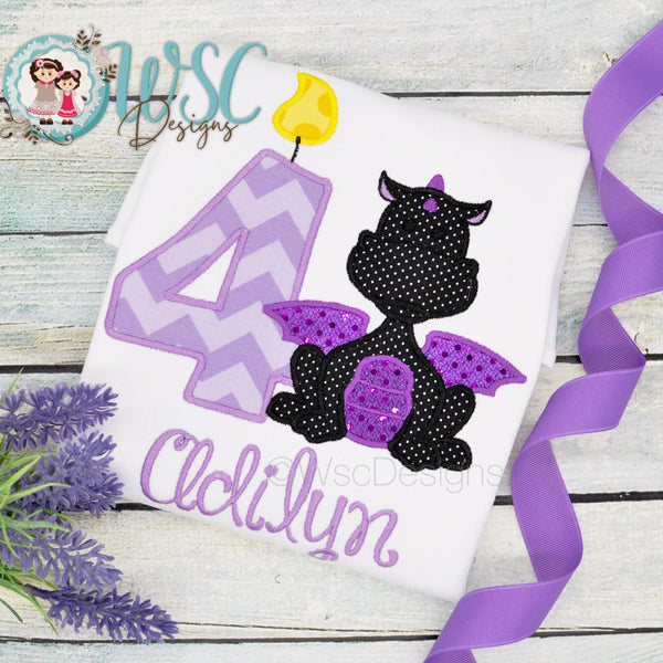 Girl Dragon Birthday Shirt - Black Dragon - WSC-Designs Boutique