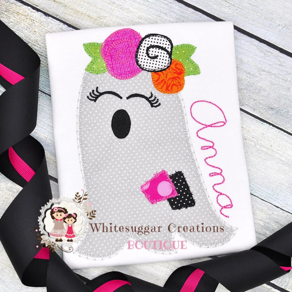 Girl Halloween Ghost Shirt with Roses - WSC-Designs Boutique