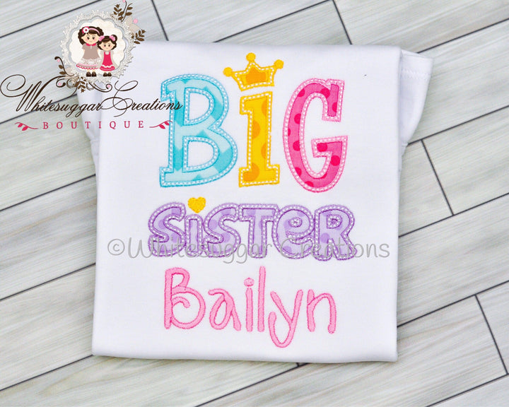 Girl Personalized Big Sister Embroidered Shirt - WSC-Designs Boutique