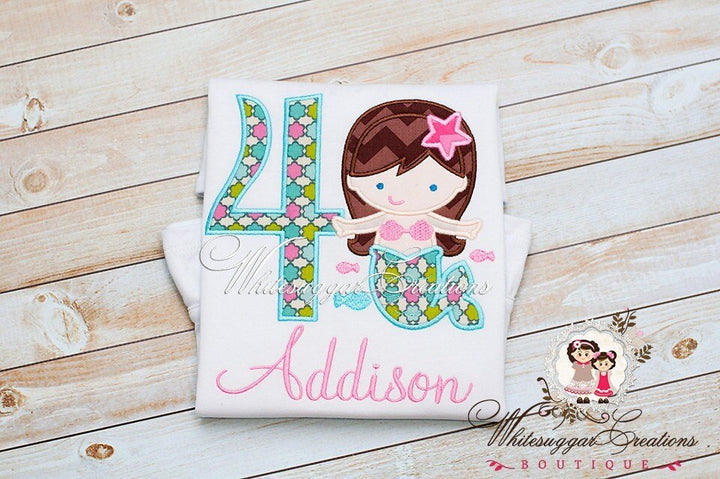 Girl Toddler Mermaid Birthday Shirt - WSC-Designs Boutique