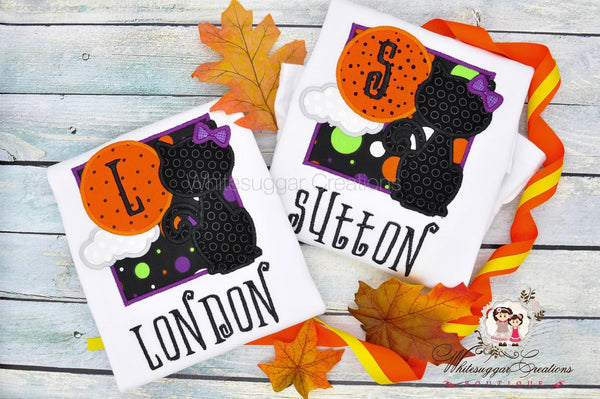 Girls Halloween Black Cat Shirt - WSC-Designs Boutique
