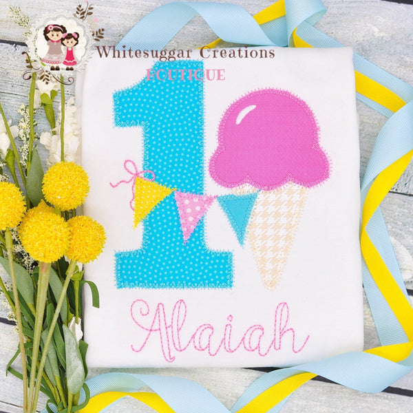 Girls Ice Cream Cone Birthday Party Shirt - WSC-Designs Boutique