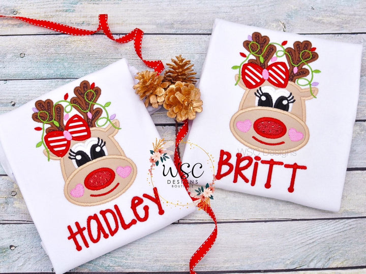 Personalized Christmas Reindeer Shirt for the Whole Family - Festive Lights and Custom Name for Mom Dad and Everyone - WSC-Designs Boutique