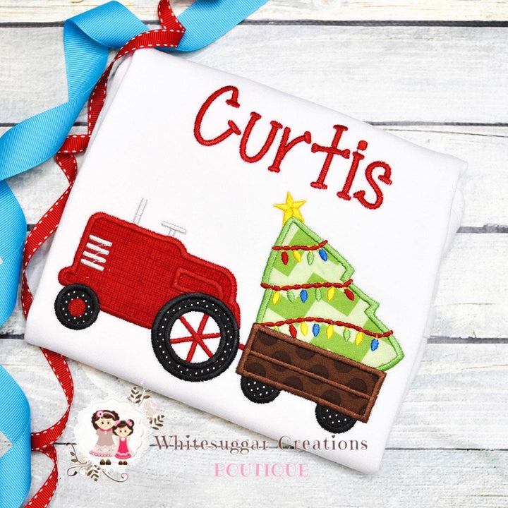 Tractor with Christmas Tree Shirt - WSC-Designs Boutique