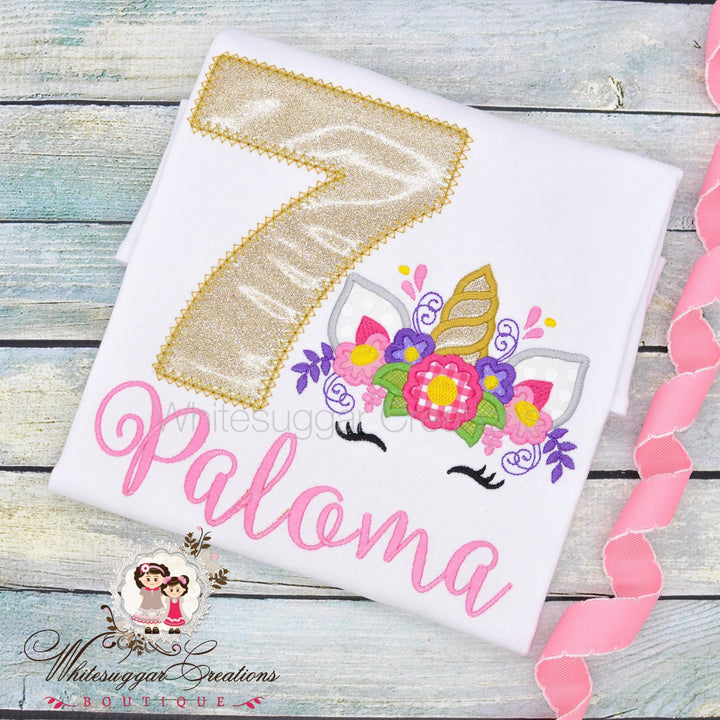 Unicorn Birthday Shirt for Girl | Gold Glitter Unicorn T-Shirt - WSC-Designs Boutique