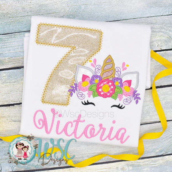 Unicorn Birthday Shirt for Girl | Gold Glitter Unicorn T-Shirt - WSC-Designs Boutique