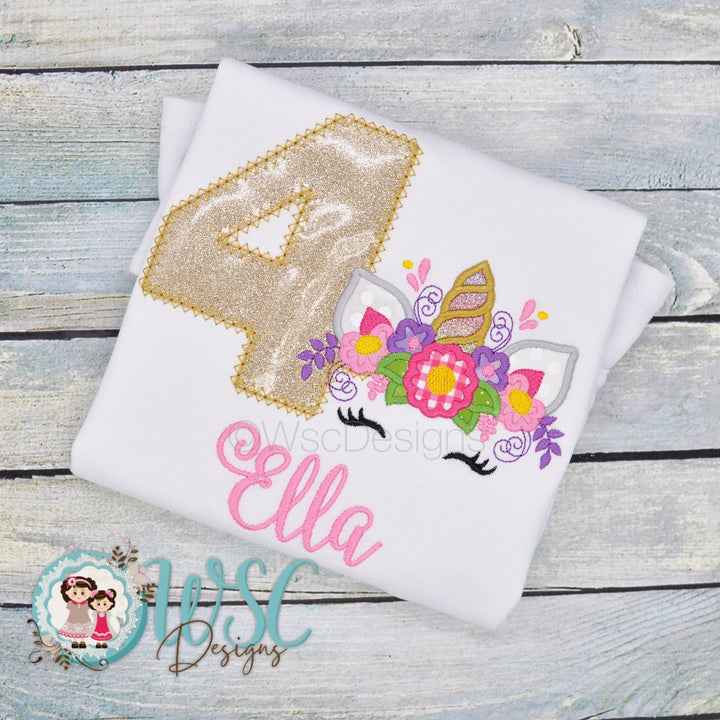 Unicorn Birthday Shirt for Girl | Gold Glitter Unicorn T-Shirt - WSC-Designs Boutique