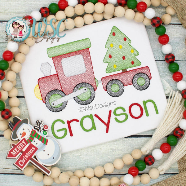 Vintage Christmas Train Sketch Shirt - WSC-Designs Boutique