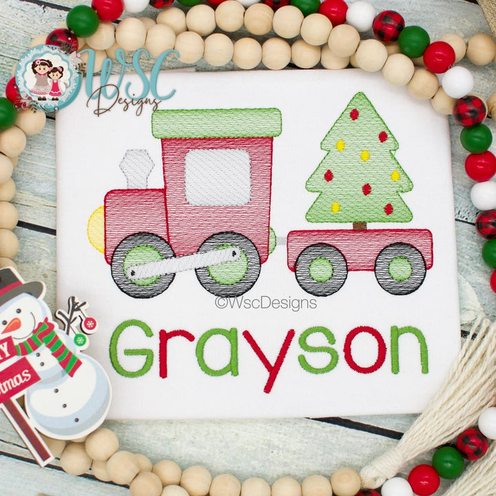 Vintage Christmas Train Sketch Shirt - WSC-Designs Boutique