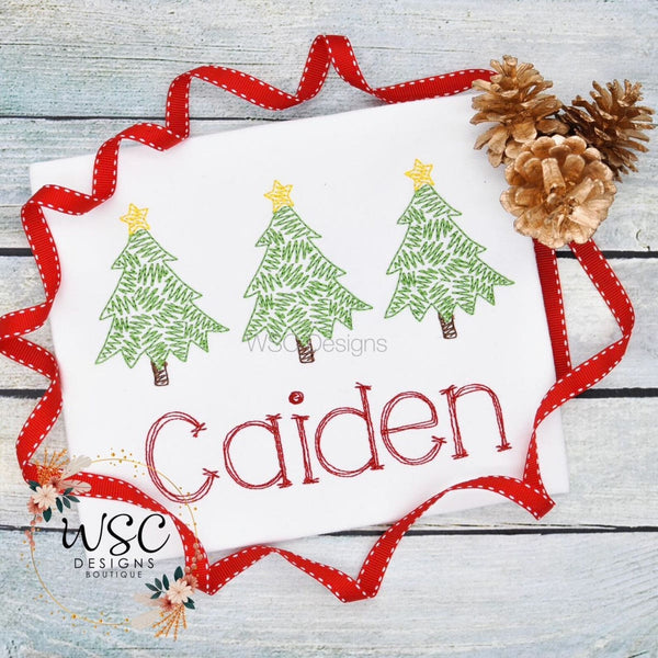 Vintage Christmas Trees Sketch Shirt - WSC-Designs Boutique